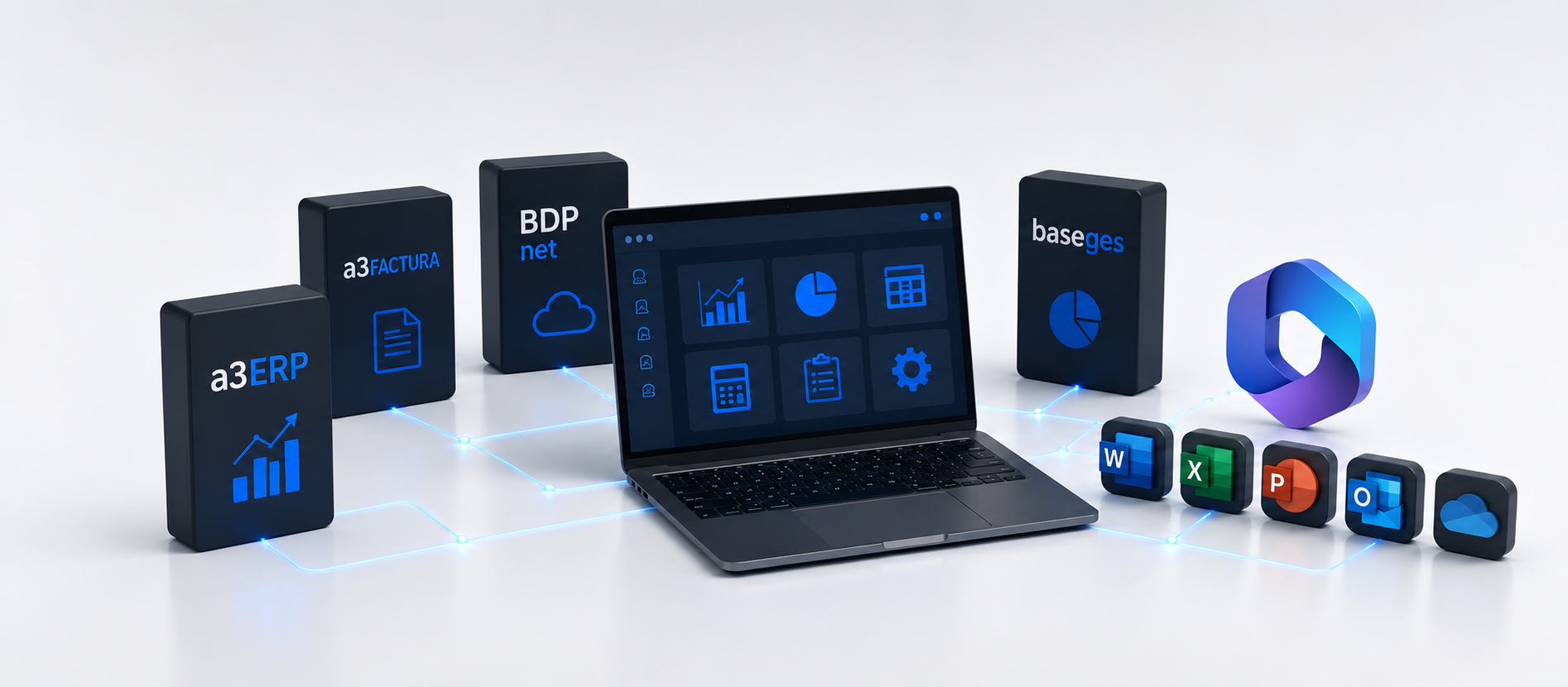 software Software de Gestión Implantamos soluciones de software para optimizar la gestión de tu empresa. Trabajamos con ERP, programas de facturación, aplicaciones sectoriales, Microsoft 365, control horario y ciberseguridad, ofreciendo asesoramiento, instalación, personalización y soporte técnico.